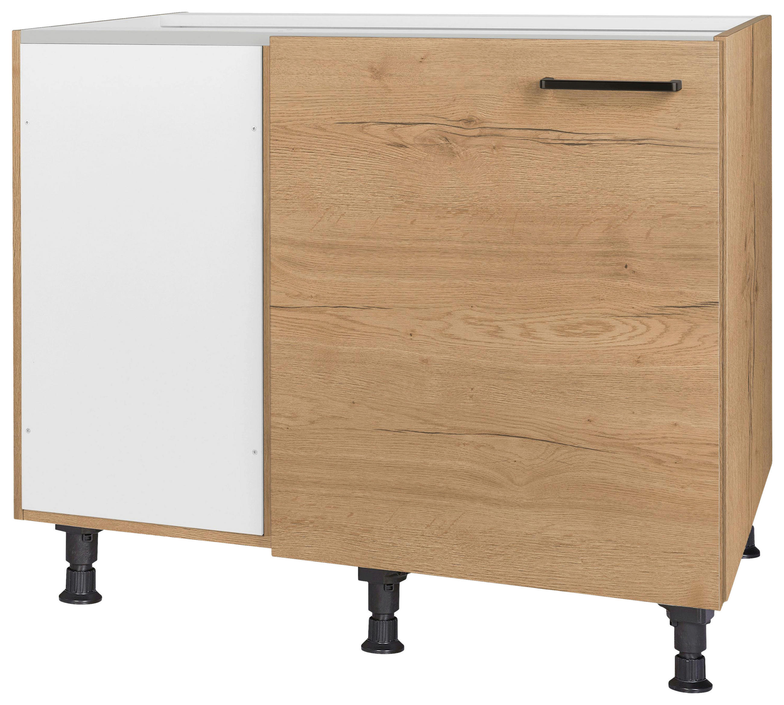 ECKUNTERSCHRANK 125/87/65 cm  - Eichefarben/Schwarz, MODERN, Holzwerkstoff/Metall (125/87/65cm) - Nobilia