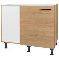 ECKUNTERSCHRANK 125/87/65 cm  - Eichefarben/Schwarz, MODERN, Holzwerkstoff/Metall (125/87/65cm) - Nobilia