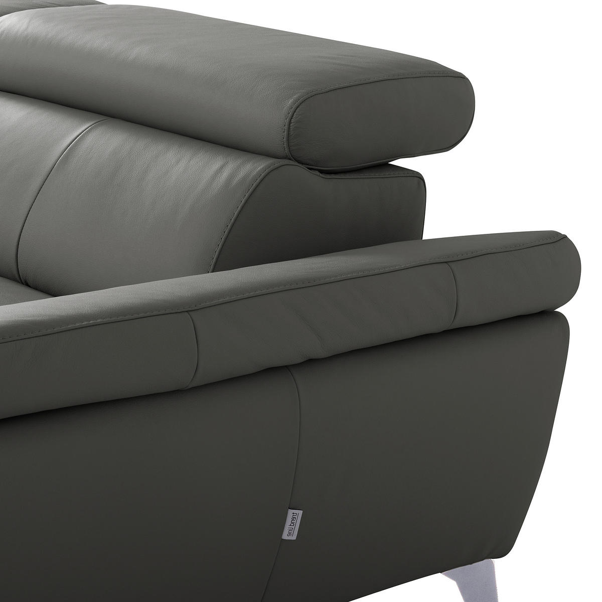 ECKSOFA  in Lederlook Echtleder Anthrazit  - Chromfarben/Anthrazit, Design, Leder/Textil (252/179cm) - Livetastic