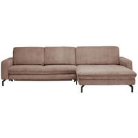 ECKSOFA in Cord Altrosa  - Schwarz/Altrosa, Design, Textil/Metall (302/178cm) - Beldomo Style
