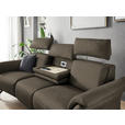 TRAPEZSOFA in Echtleder Graubraun  - Graubraun/Schwarz, KONVENTIONELL, Leder/Metall (221/103/95cm) - Dieter Knoll