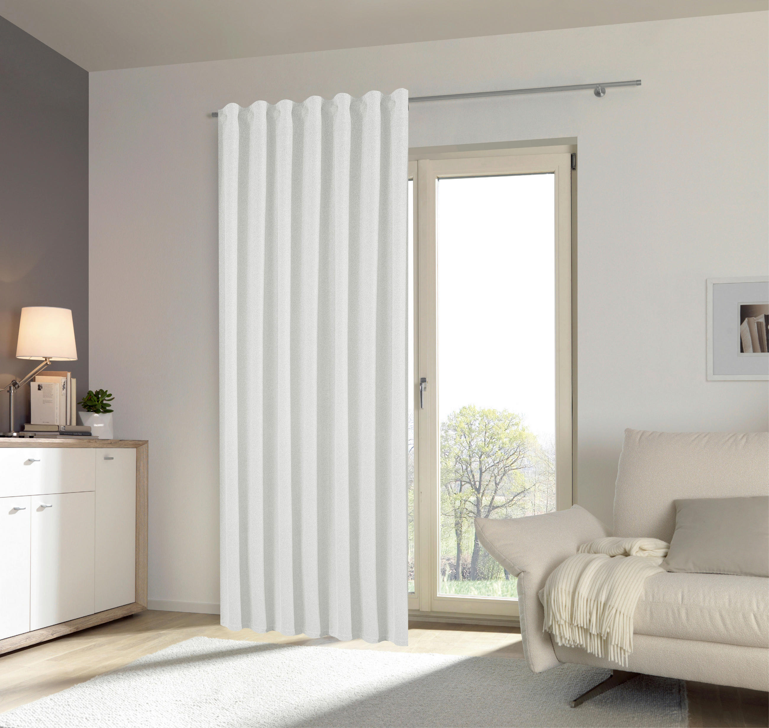 ZATEMŇOVACÍ ZÁVES, black-out (neprepúšťa svetlo), 140/260 cm - biela, Basics, textil (140/260cm) - Esposa