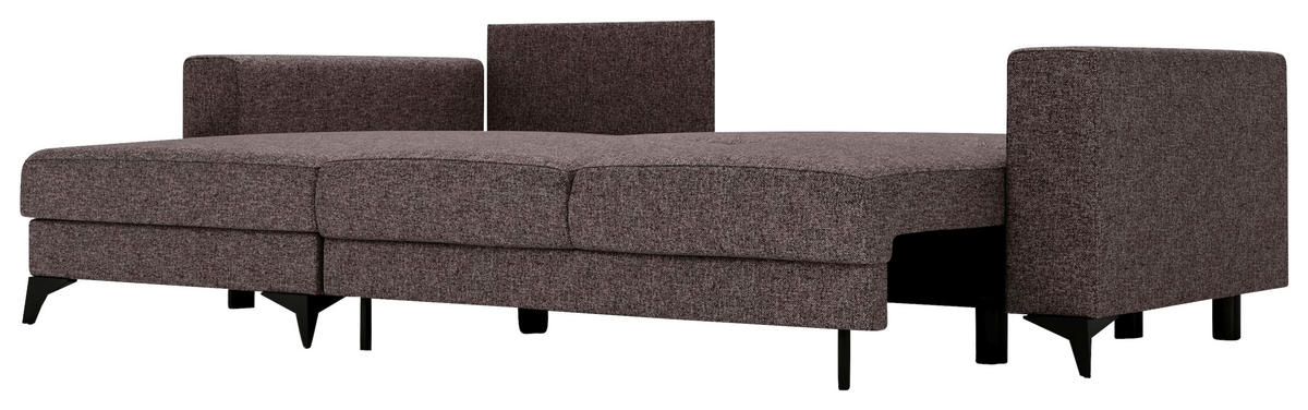 ECKSOFA in Flachgewebe Braun  - Schwarz/Braun, Design, Textil/Metall (156/244cm) - Livetastic