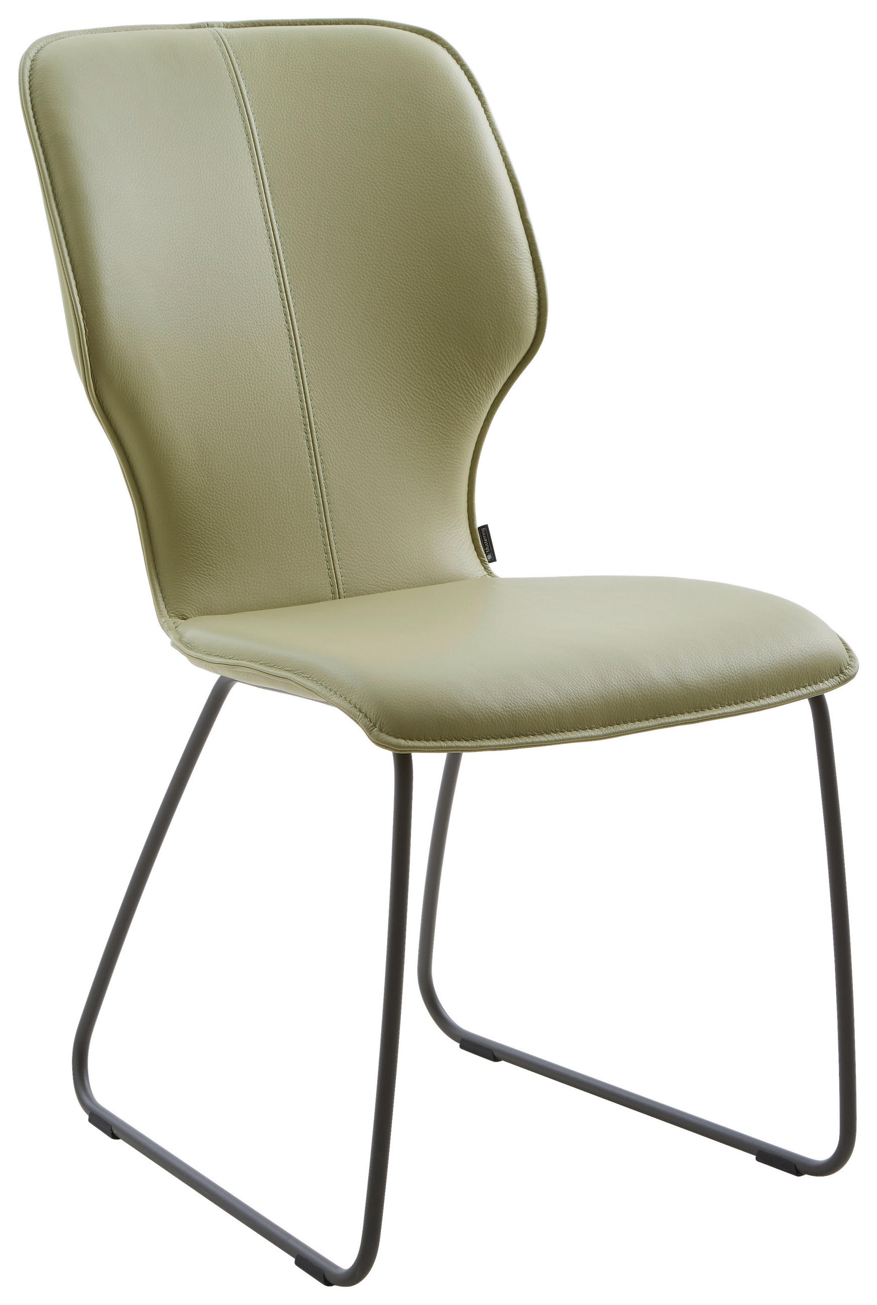 STUHL Echtleder Olivgrün  - Dunkelgrau/Olivgrün, Design, Leder/Metall (49/95/63cm) - Musterring