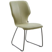 STUHL Echtleder Olivgrün  - Dunkelgrau/Olivgrün, Design, Leder/Metall (49/95/63cm) - Musterring