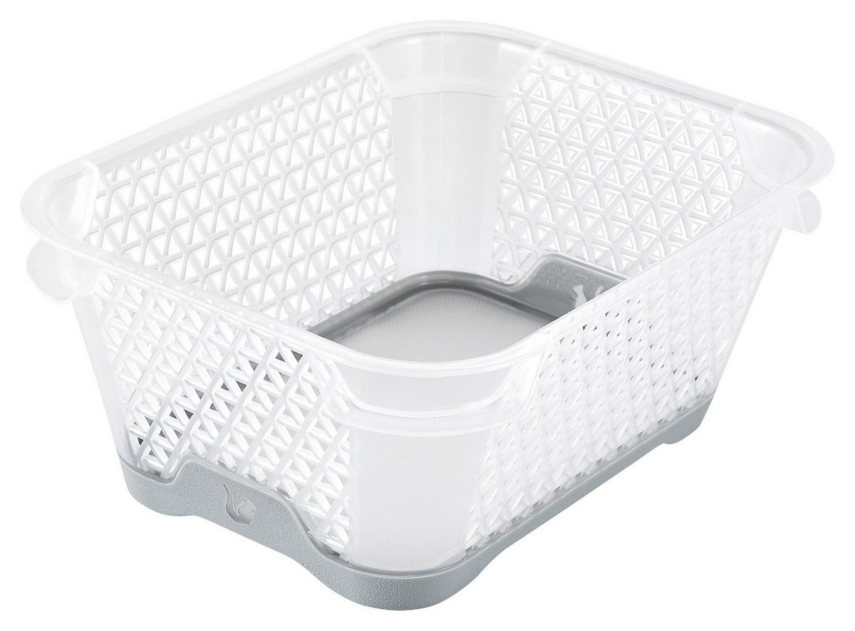 KOŠÍK NA DROBNOSTI, plast - šedá/bílá, Basics, plast (16/12/7cm)