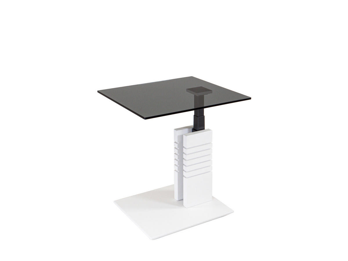 COUCHTISCH Buche massiv ESG, Parsolglas 55/47/47-65 cm rechteckig Anthrazit, Weiß  - Anthrazit/Weiß, MODERN, Glas/Holz (55/47/47-65cm)