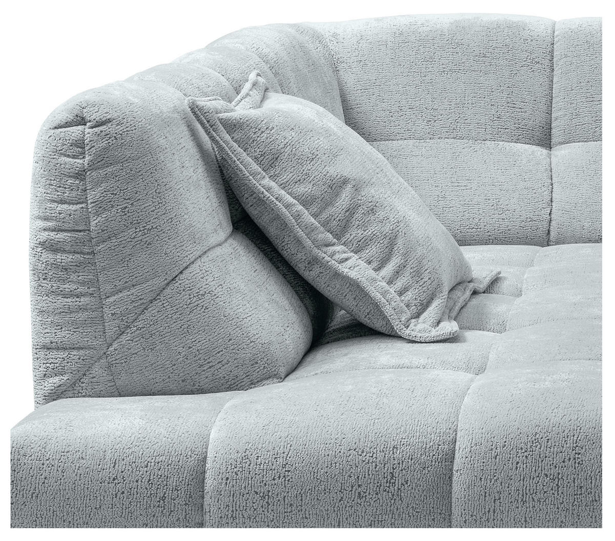 ECKSOFA ITALIA in Chenille Hellblau  203/254 cm  - Schwarz/Hellblau, MODERN, Kunststoff/Textil (203/254cm) - Livetastic