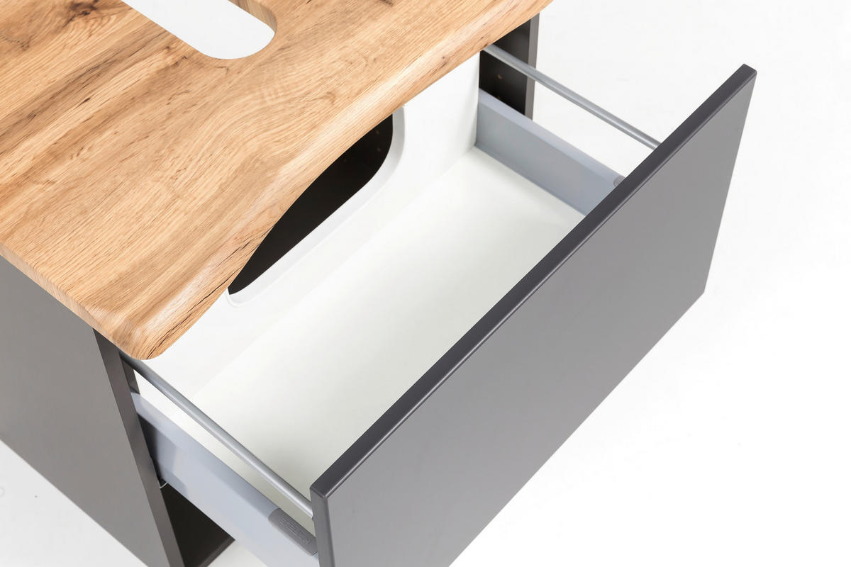 WASCHTISCHUNTERSCHRANK 61/55/40 cm  - Silberfarben/Eiche Wotan, Natur, Holzwerkstoff/Kunststoff (61/55/40cm) - Xora