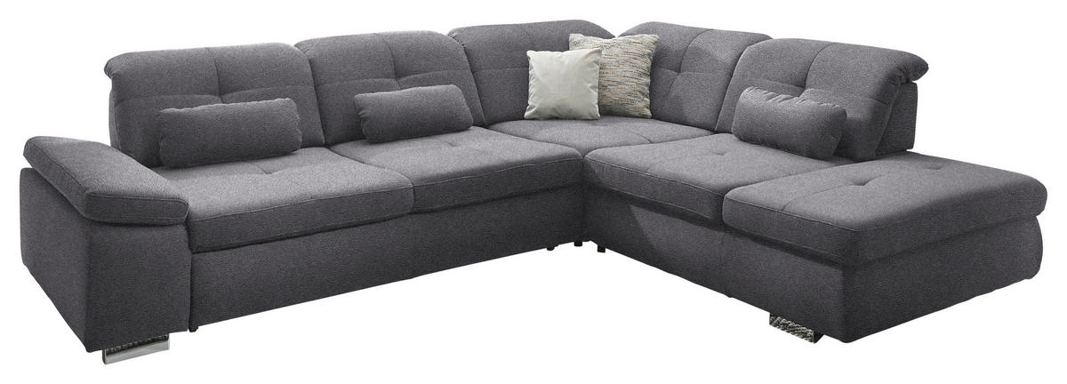 ECKSOFA  in Mikrofaser Grau  312/260 cm  - Chromfarben/Grau, Design, Textil/Metall (312/260cm) - Beldomo Style