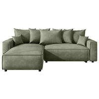 ECKSOFA 190/280 cm MERO in Cord Grün Zierkissen, Rückenkissen, Bettkasten  190/280 cm  - Schwarz/Grün, MODERN, Kunststoff/Textil (190/280cm) - MID.YOU