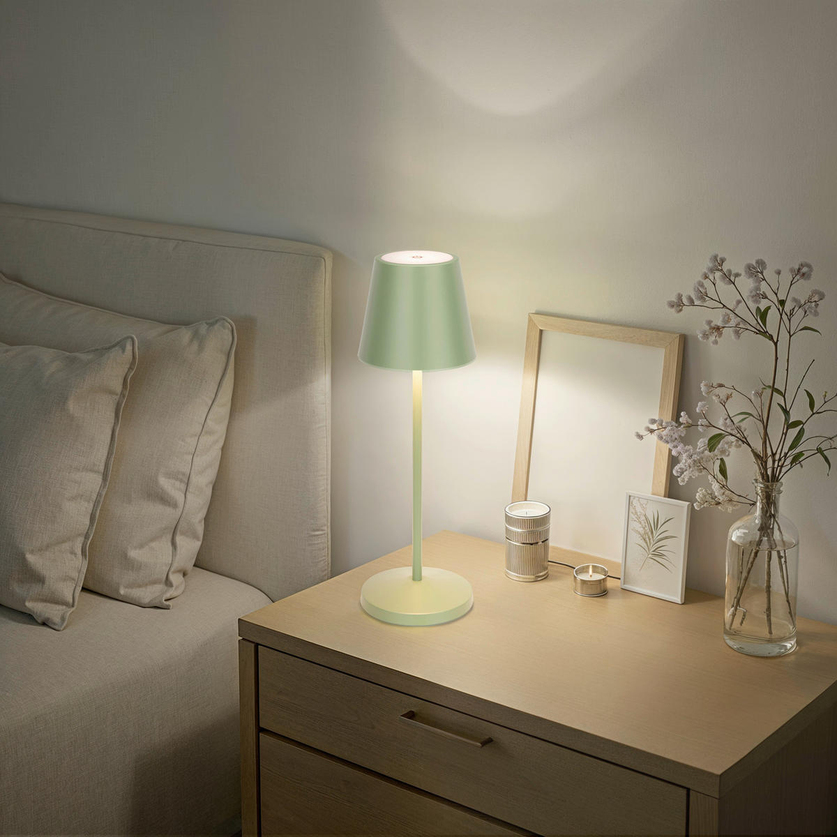 AKKU-TISCHLEUCHTE Denver 11/35 cm  - Grün, Trend, Metall (11/35cm) - Novel