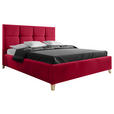 POLSTERBETT Lattenrost, Bettkasten 180/200 cm  in Rot  - Buchefarben/Rot, KONVENTIONELL, Holz/Textil (180/200cm) - Carryhome