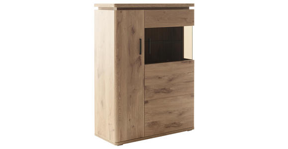 HIGHBOARD 90/124/38 cm  in Eichefarben  - Eichefarben/Anthrazit, KONVENTIONELL, Glas/Holzwerkstoff (90/124/38cm) - Cantus