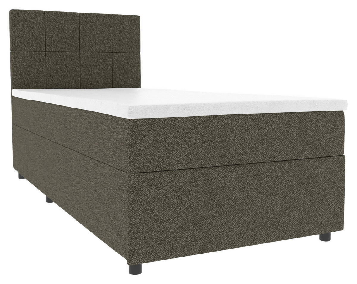 BOXBETT 90/200 cm,  in Anthrazit, Matratze, Topper, Bettschublade, H3 = fest  - Anthrazit/Schwarz, KONVENTIONELL, Kunststoff/Textil (90/200cm) - Boxxx