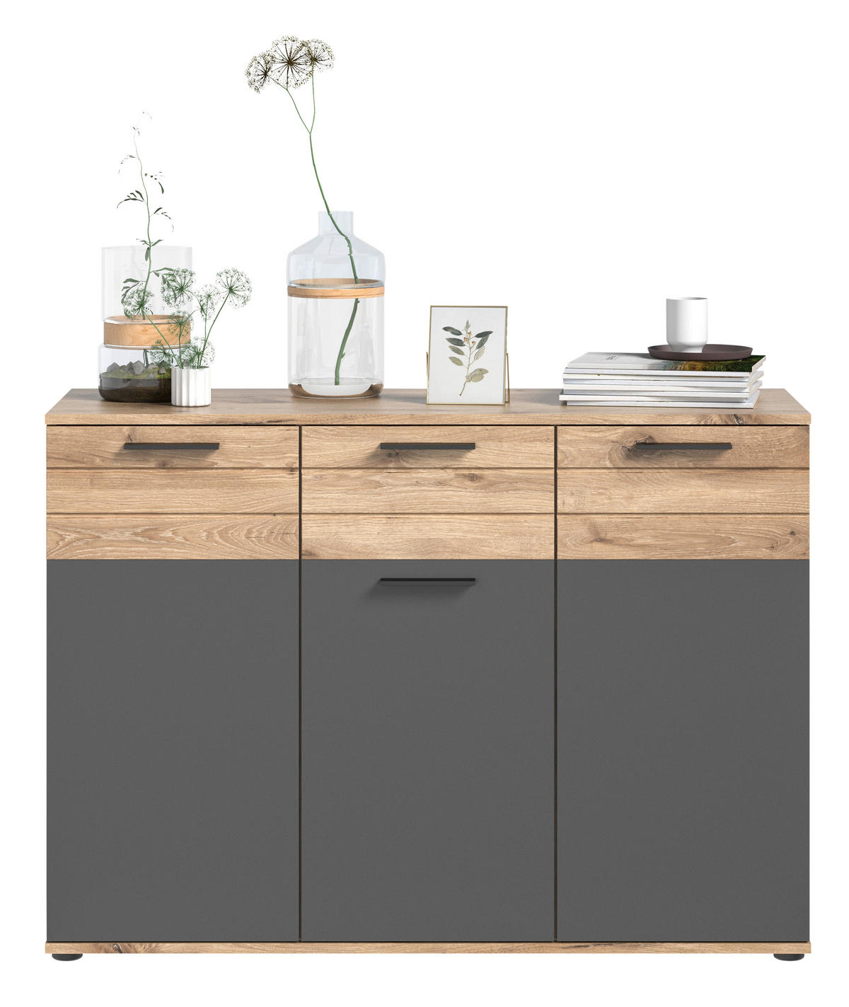 KOMMODE  in 120/87/40 cm  - Eichefarben/Grau, Holzwerkstoff/Kunststoff (120/87/40cm) - MID.YOU