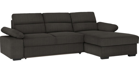 ECKSOFA in Webstoff Dunkelbraun  - Dunkelbraun, KONVENTIONELL, Kunststoff/Textil (258/166cm) - Cantus