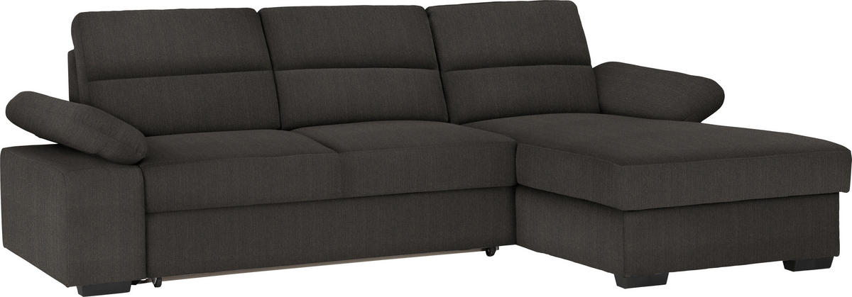 ECKSOFA in Webstoff Dunkelbraun  - Dunkelbraun, Konventionell, Kunststoff/Textil (258/166cm) - Cantus