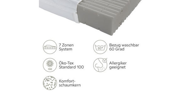 KOMFORTSCHAUMMATRATZE 90/190 cm  - Weiß, Basics, Textil (90/190cm) - Sleeptex