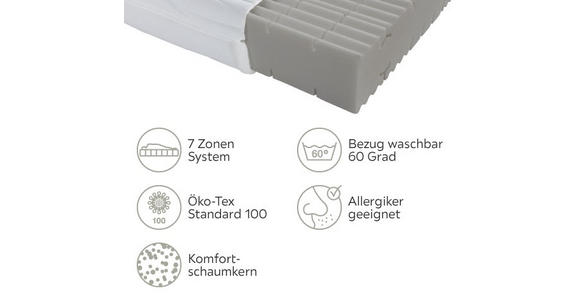 KOMFORTSCHAUMMATRATZE 100/200 cm Höhe ca. 18 cm - Weiß, Basics, Textil (100/200cm) - Sleeptex