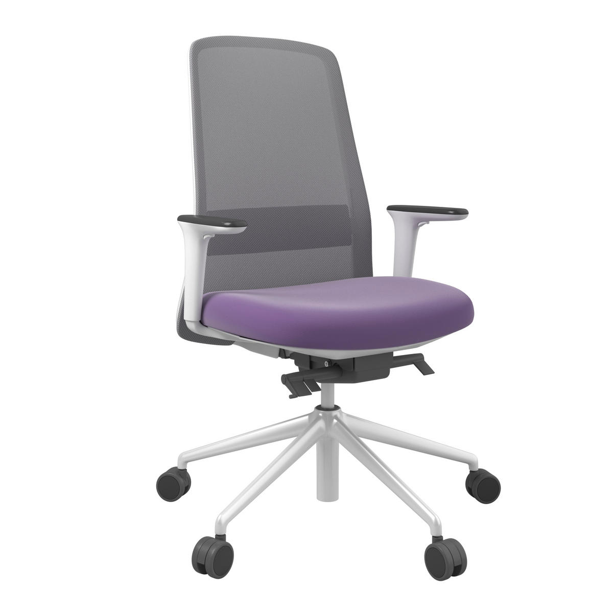 DREHSTUHL Lederlook Grau, Lila, Weiß  - Lila/Weiß, MODERN, Kunststoff/Textil (70/103-115/70cm)