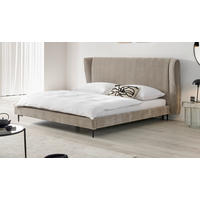 KÁRPITOZOTT ÁGY 180/200 cm  bézs  - bézs/fekete, Modern, textil/fa (180/200cm) - Livetastic