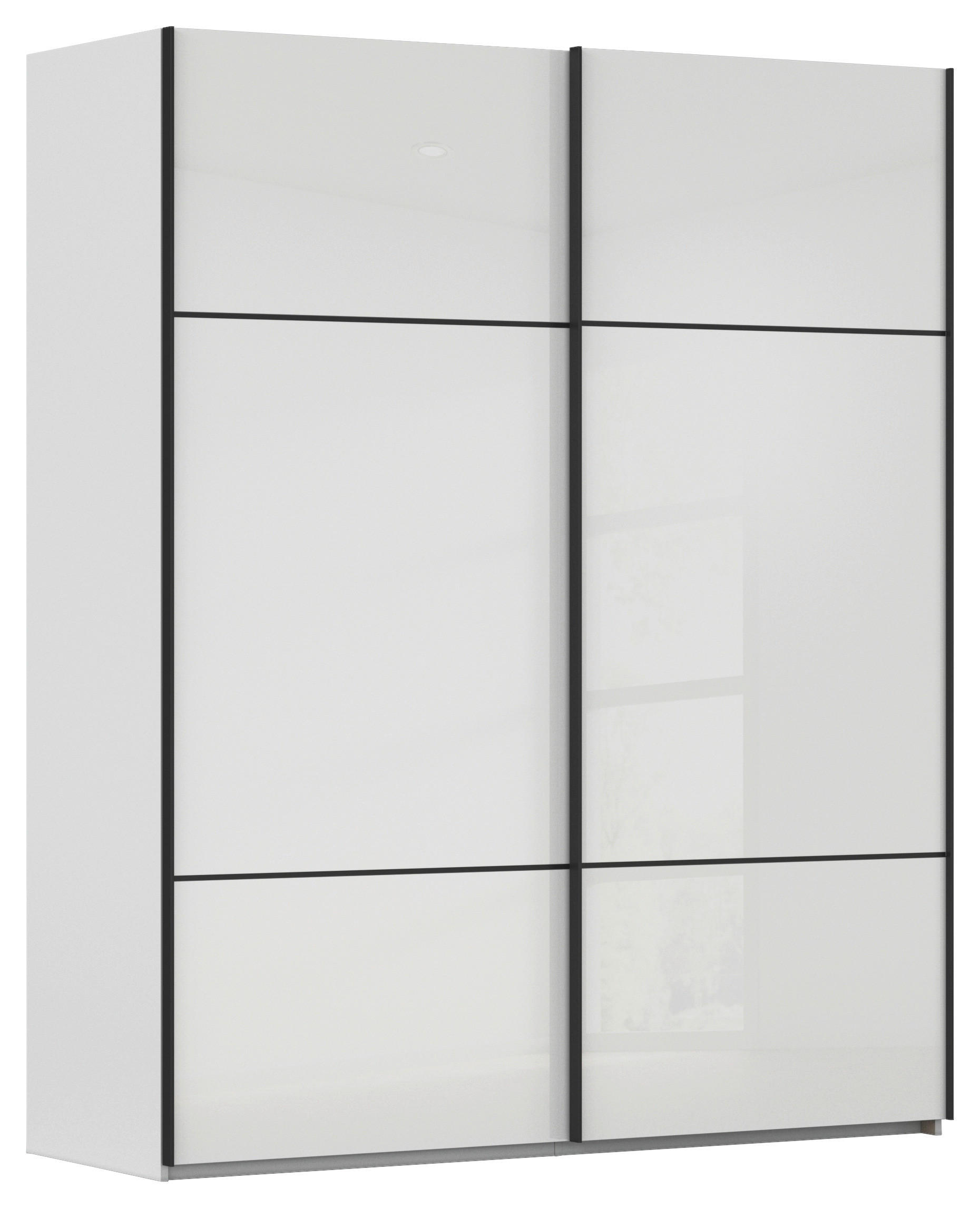 SCHWEBETÜRENSCHRANK 162/223/68 cm,  in Grau, Weiß, 2 Tür(en)  - Schwarz/Weiß, KONVENTIONELL, Glas/Holzwerkstoff (162/223/68cm) - Novel