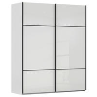 SCHWEBETÜRENSCHRANK Grau, Weiss  - Weiss/Schwarz, Konventionell, Glas/Holzwerkstoff (162/223/68cm) - Novel