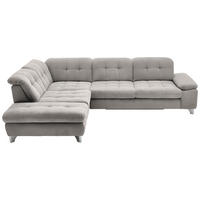 ECKSOFA in Chenille Ecru  260/310 cm  - Chromfarben/Ecru, Design, Textil/Metall (260/310cm) - Beldomo Speed
