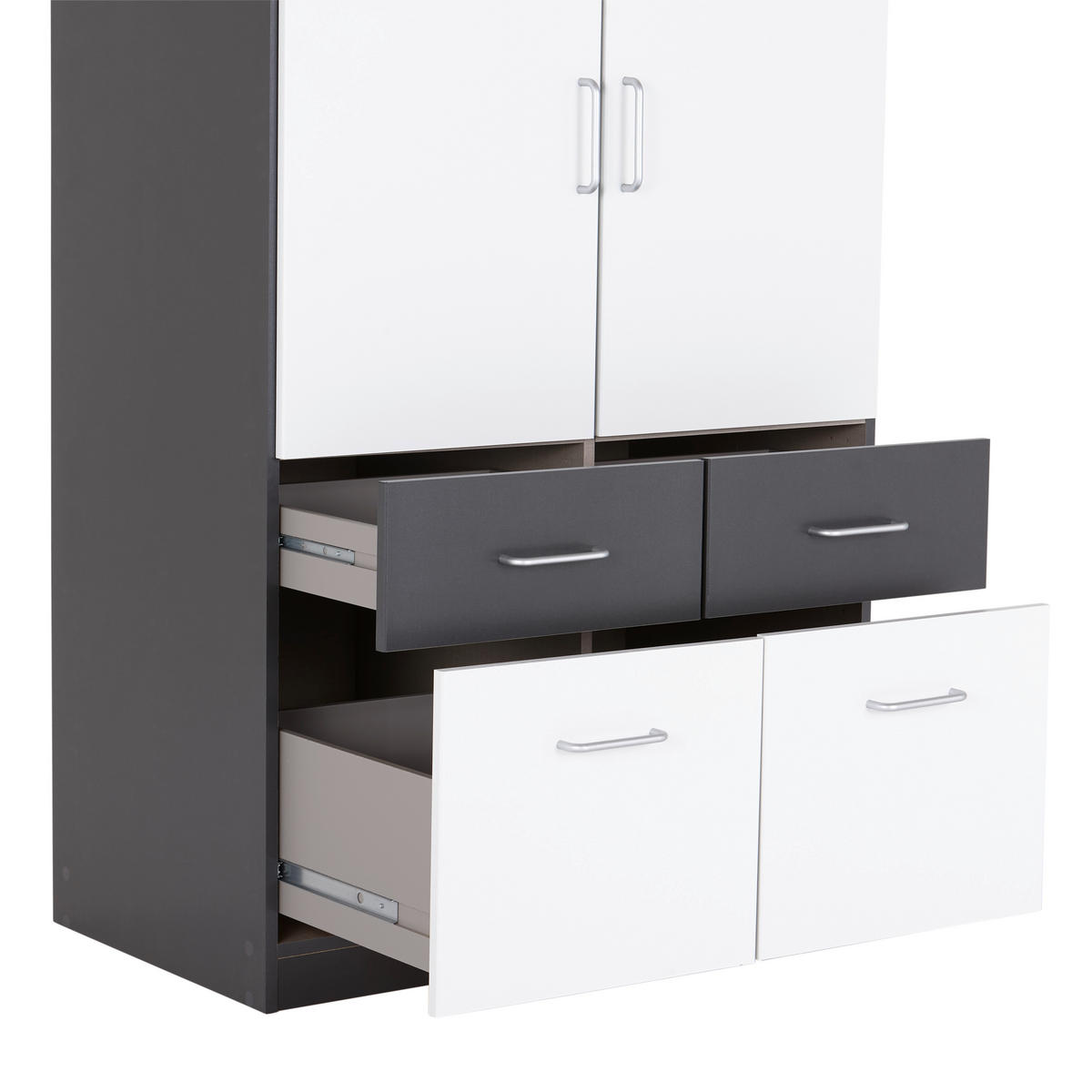 KLEIDERSCHRANK 91/197/54 cm 2-türig Grau, Weiß  - Alufarben/Weiß, KONVENTIONELL, Holzwerkstoff/Kunststoff (91/197/54cm) - Rauch Möbel
