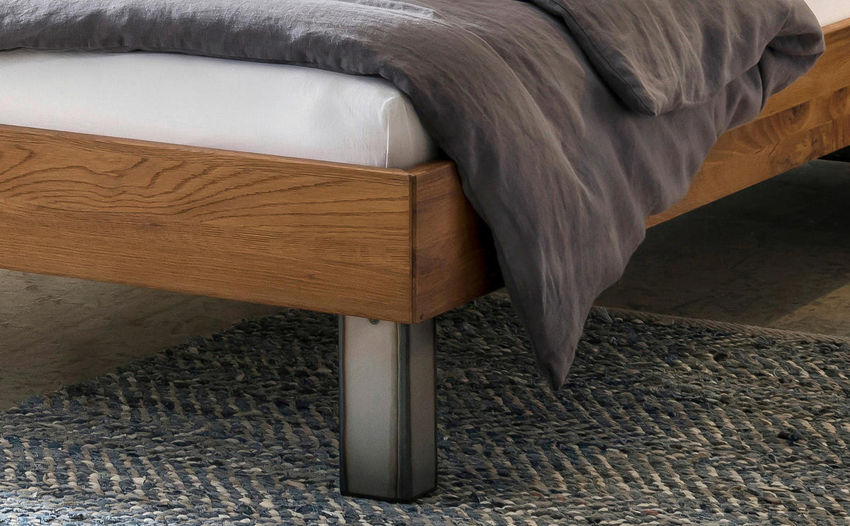 BETT 200/200 cm  in Wildeiche   - Wildeiche/Eichefarben, Natur, Holz/Metall (200/200cm) - Hasena