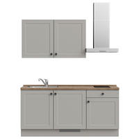 KÜCHENLEERBLOCK 180 cm   in Grau, Eiche dunkel  - Eiche dunkel/Schwarz, MODERN, Holzwerkstoff/Metall (180cm) - Nobilia