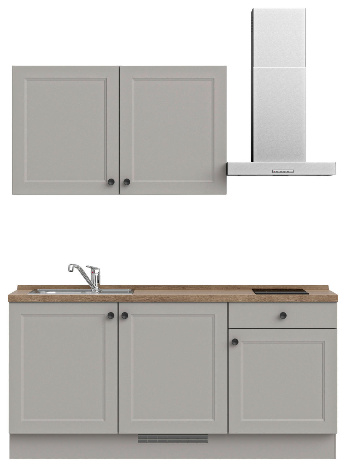 KÜCHENLEERBLOCK 180 cm   in Grau, Eiche dunkel  - Eiche dunkel/Schwarz, MODERN, Holzwerkstoff/Metall (180cm) - Nobilia