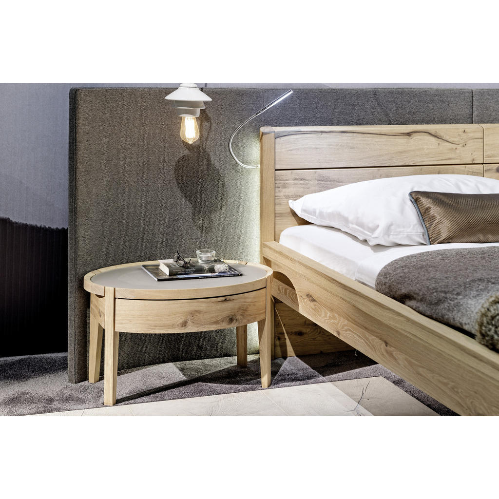 Thumbnail - Voglauer Nachtschrank, Grau, Eiche, Holz, Glas, Wildeiche, furniert, mehrschichtige Massivholzplatte (Tischlerplatte), 1...