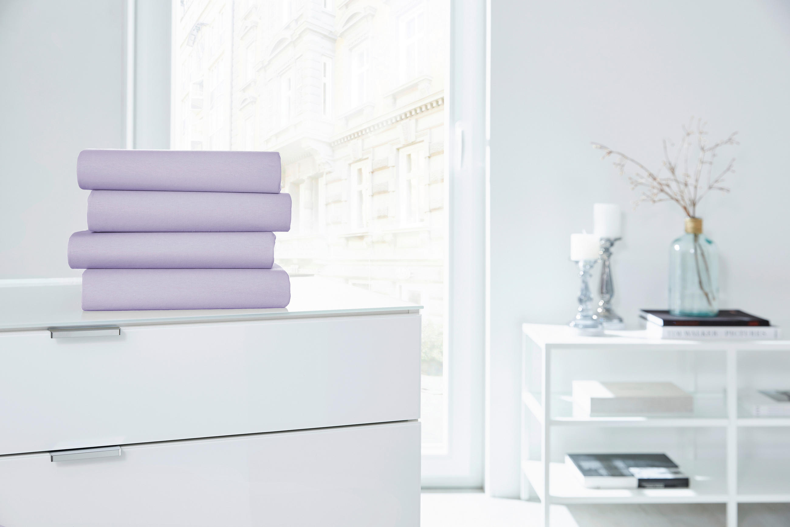 SPANNLEINTUCH 150/200 cm Jersey  - Lila, Basics, Textil (150/200cm)
