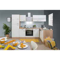ECKKÜCHE 280/172 cm  in Weiss, Eichefarben  - Weiss/Eichefarben, Basics, Glas/Holzwerkstoff (280/172cm) - Respekta
