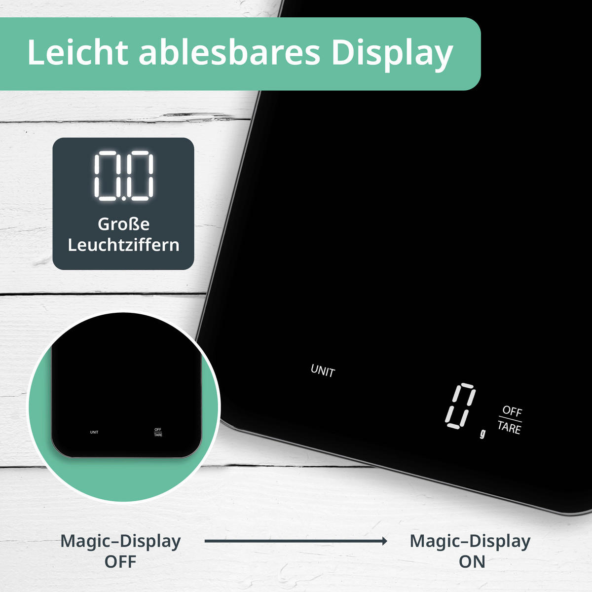 ELEKTRISCHE KÜCHENWAAGE - Schwarz, Basics, Glas (17/23/1.8cm) - ADE