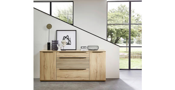 SIDEBOARD 180/85/40 cm  - Buchefarben/Schwarz, KONVENTIONELL, Holzwerkstoff/Kunststoff (180/85/40cm) - Venda