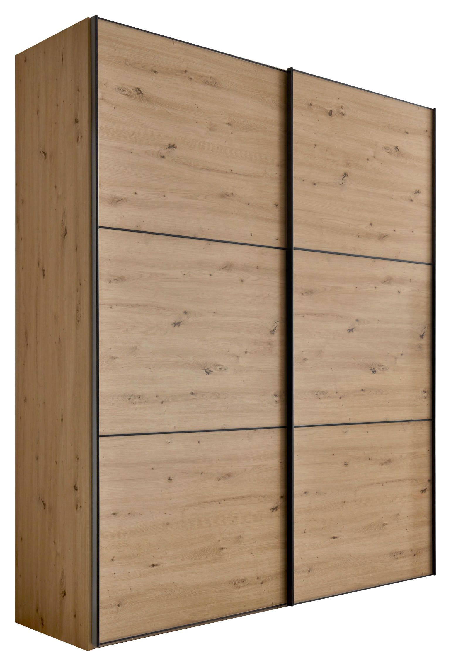 SCHWEBETÜRENSCHRANK 167/222/68 cm 2-türig Eiche Artisan  - Schwarz/Eiche Artisan, Holzwerkstoff/Metall (167/222/68cm) - Moderano