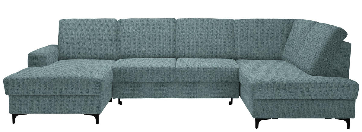WOHNLANDSCHAFT in Webstoff Hellblau  - Schwarz/Hellblau, Konventionell, Textil/Metall (167/317/185cm) - Stylife