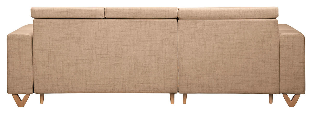 ECKSOFA in Textilgeflecht Beige  - Wengefarben/Beige, Design, Holz/Textil (257/174cm) - Livetastic