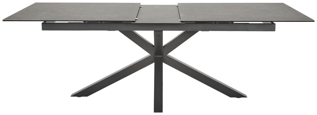 ESSTISCH in Metall, Glas, Keramik 200-240/99,6/76 cm  - Dunkelgrau/Schwarz, Design, Glas/Keramik (200-240/99,6/76cm) - home24