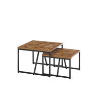 COUCHTISCHSET in Holz, Metall 60/60/45 cm  - Schwarz/Teakfarben, Design, Holz/Metall (60/60/45cm) - MID.YOU