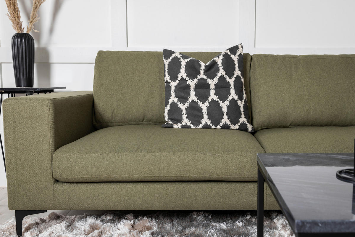 2-SITS SOFFA i metall, plast, textil svart, olivgrön  - olivgrön/svart, Design, metall/textil (215/84/88cm) - Livetastic