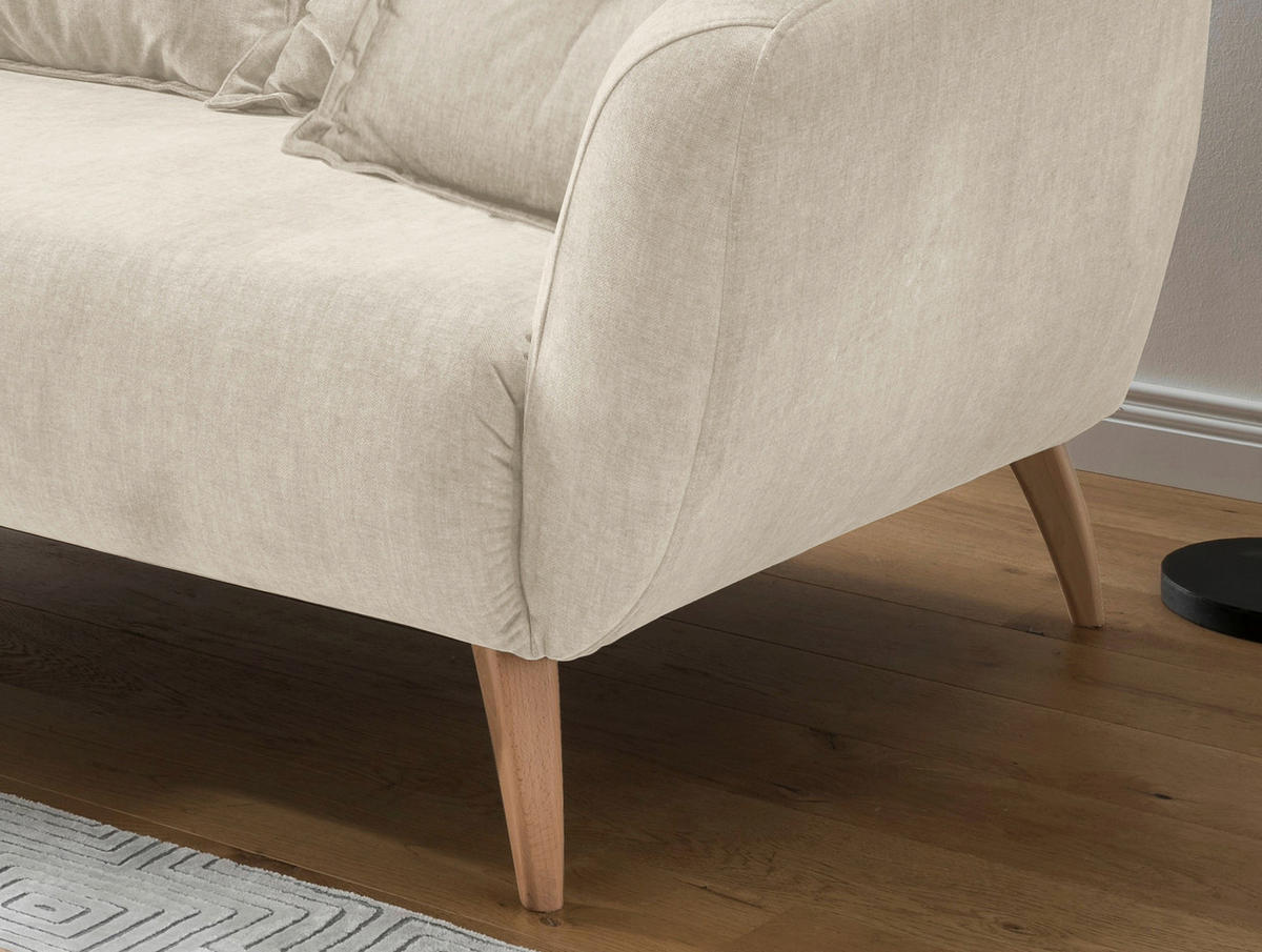 ECKSOFA in Velours Beige, Buchefarben  - Beige/Buchefarben, Modern, Holz/Textil (162/277cm) - Livetastic