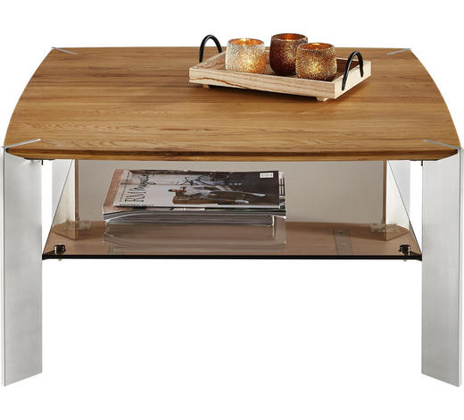 couchtisch eiche massiv glas, couchtisch eiche massiv quadratisch braun, edelstahlfarben, Design ideen
