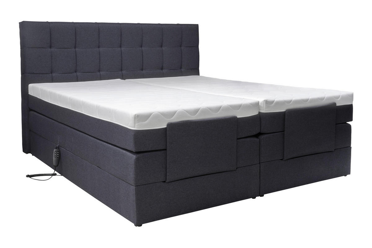 BOXSPRINGBETT 180/200 cm  in Anthrazit  - Anthrazit/Schwarz, Basics, Kunststoff/Textil (180/200cm) - Moderano
