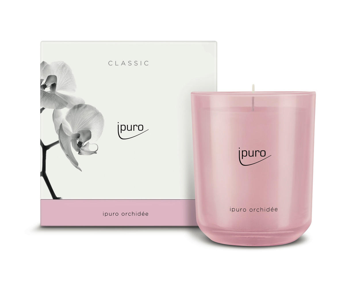 DUFTKERZE Orchidee  - Rosa, Basics, Glas/Naturmaterialien (11,5/11,5/12cm) - Ipuro