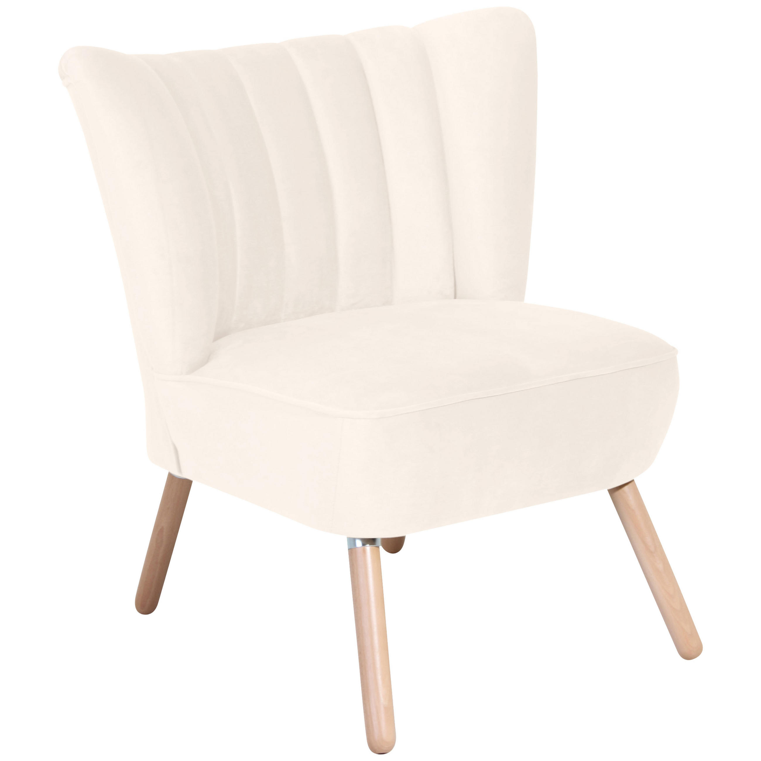 FAUTEUIL in Samt, Velours Creme  - Buchefarben/Creme, Design, Holz/Textil (70/80/66cm) - Max Winzer