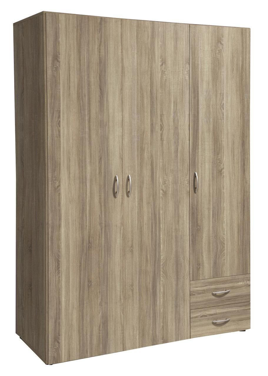 OMARA S KLASIČNIMI VRATI, hrast sonoma  - barve hrasta/barve aluminija, Basics, umetna masa/les (120/177/52cm) - Boxxx
